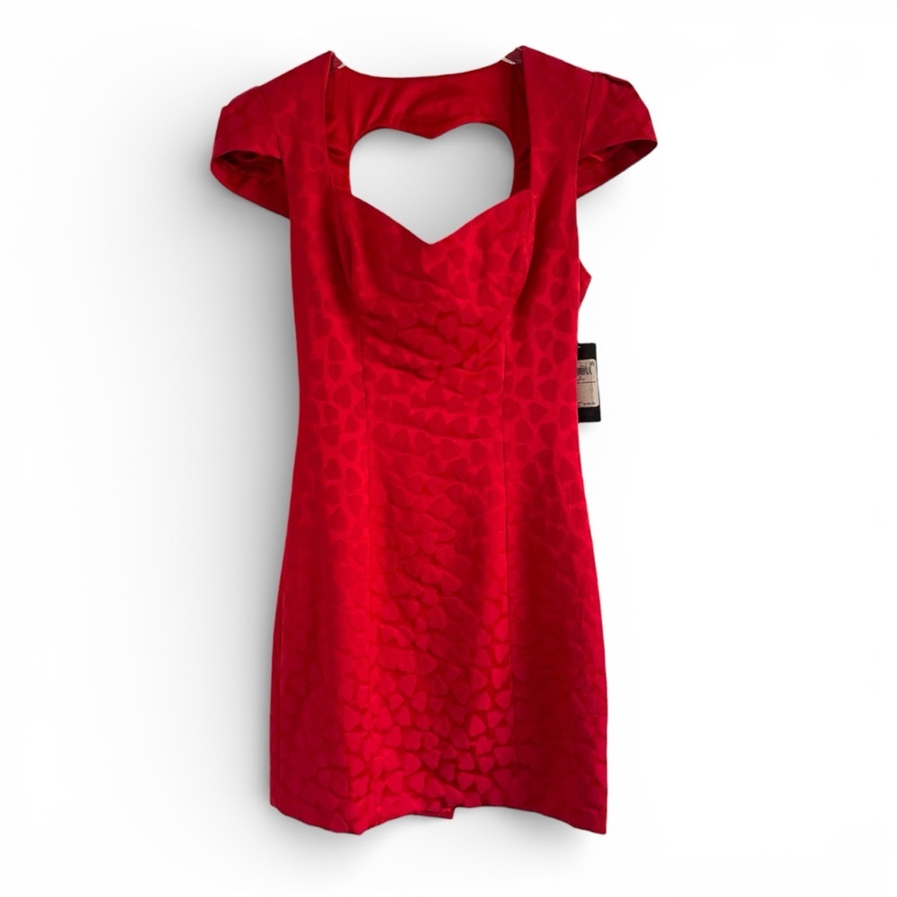 NWT Guess Ruby Red Capsleeve Sweetheart Valentines heart jacquard DRESS SZ 4 - Picture 11 of 12